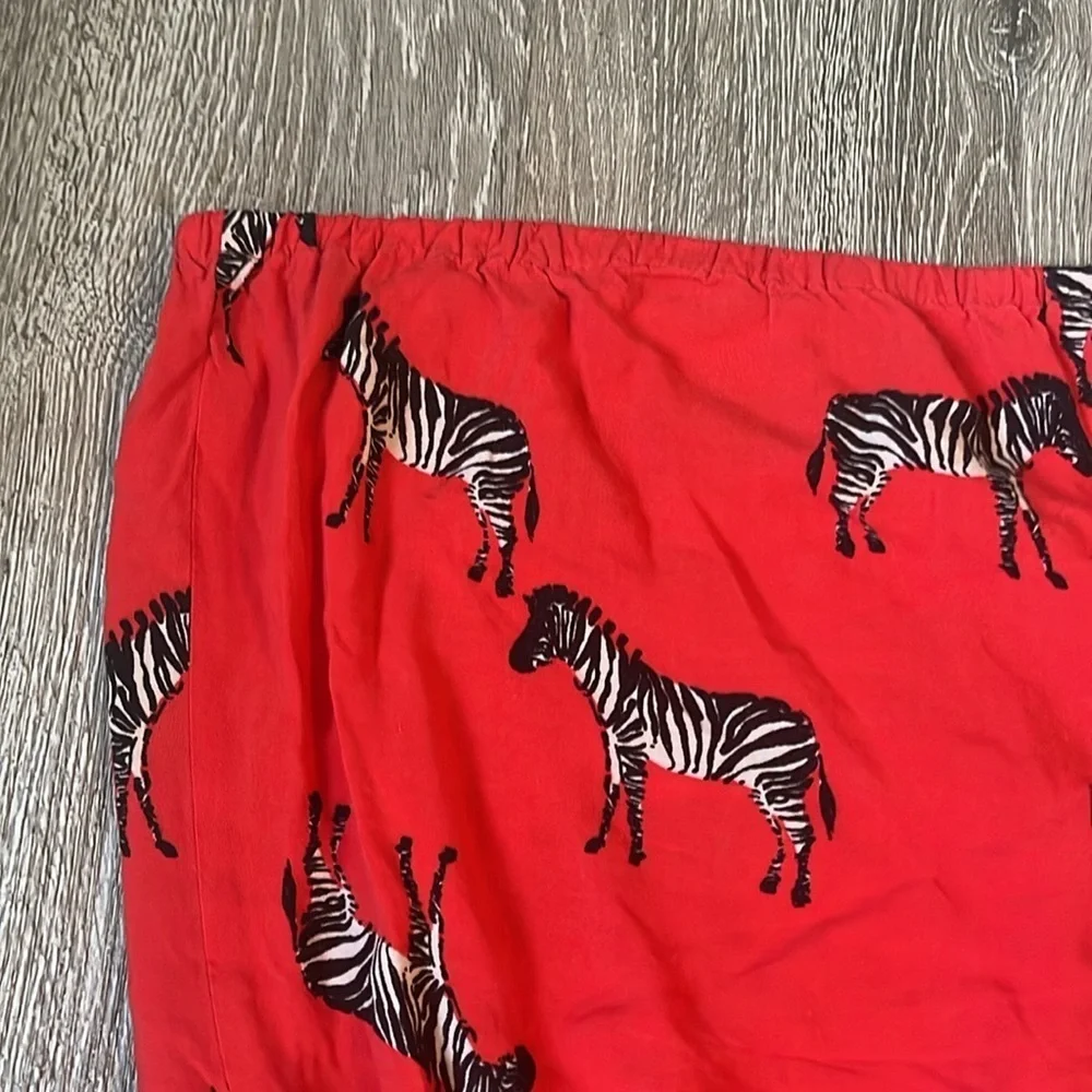 Aerie Red Zebra Print Strapless Romper Sz large tube top romper shorts_2
